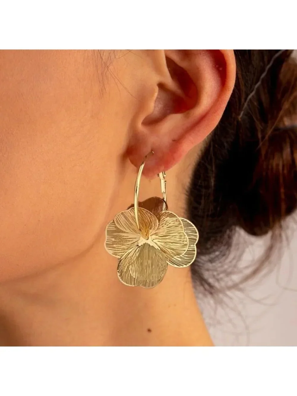 Trendy Floral Dangle Hoop Earrings for Women | Statement Drop Jewelry Accessory
